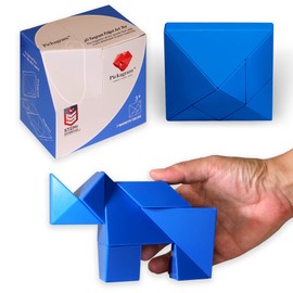 Pickagram Tangram 3D Magnetic Puzzle for Kids (8-12), Adults & Seniors | STEM Certified Fidget Puzzle - Magnetic Pattern Blocks for Cognitive Development, Creativity & Focus - Blue