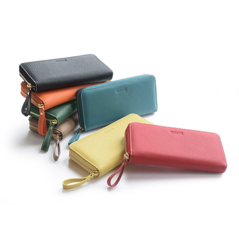 Balcos One Size Women's Round Shrink Leather Wallet, red