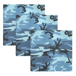 ARMYU 3-Pack Camouflage Jumbo Military Bandana Head Scarf Do-rag 100% Cotton Bandanna Face Cover 27" (Sky Blue Camouflage)