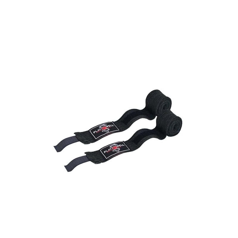 Playwell Martial Arts Childrens Black Cotton Boxing Hand Wraps 2.5m