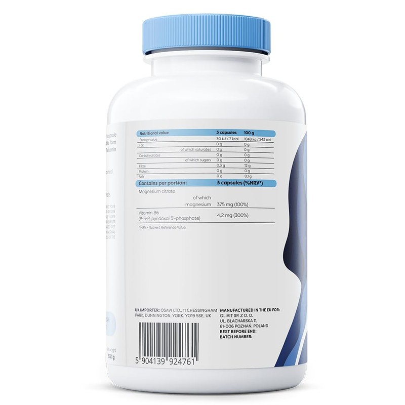 Osavi Magnesium Citrate + B6, 375 mg + 4.2 mg
