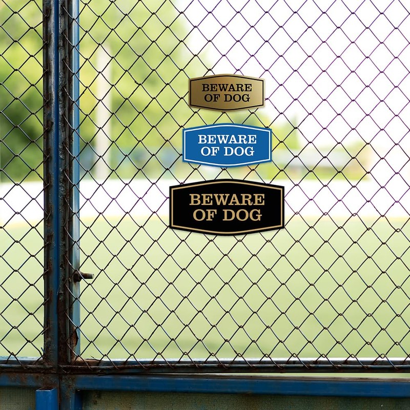 Fancy Beware of Dog Sign (Black/Gold) - Medium