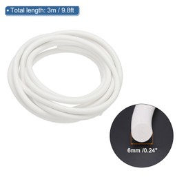 PATIKIL Silicone Foam Seal Strip, 3 M(9.8FT) 6mm(0.24") Dia Backer Rod Round High Density Solid Sponge Rubber Weather Stripping Cord for Sealing Gap Blocker Insulation, White