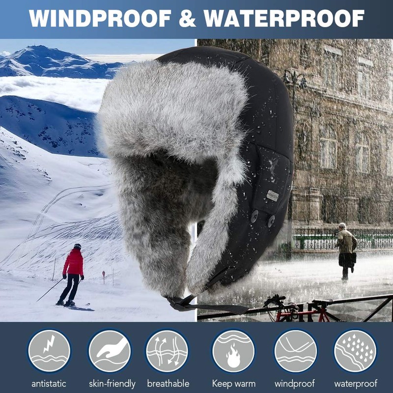 Comhats Black X-Large XL Winter Waterproof Earflap Trapper Hat Extra