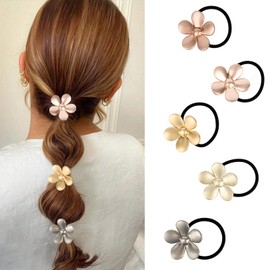 KIUEZIR Flower Metal Hair Ties for Women Girls, Elegant Ponytail Holders for Thick Hair, Fashion Hair Accessories for Women