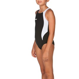 Arena Girls Directus One Piece Swim Suit, Black/Asphalt/White, Size 22