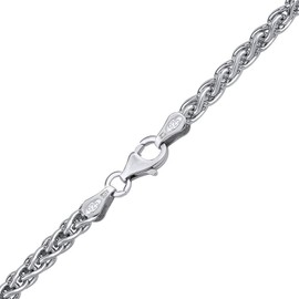 SILVEGO Unisex Necklace 925 Sterling Silver Braided Chain 3.4 mm Wide, Metal