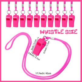 Honoson 100 Pcs Emergency Whistle with Lanyard, Plastic Safety Whistle Loud Crisp Sound Survival Whistle for Lifeguard, Self Defense, Emergency, Hiking, Outdoor Camping Accessories (Pink)