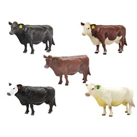 Little Buster Toys Cow Set - 5 Pack; Black Angus, Hereford, Red Angus, White Face Angus, Charolais; Get All Your Cows in one Deal!