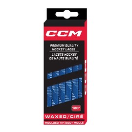 CCM Hockey Waxed Moulded Tipped Laces (Royal/White, 120")