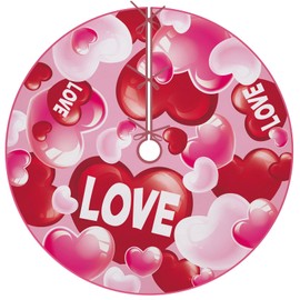 Fzbali Valentines Day Christmas Tree Skirt, 48 Inches Lace-up Rose Red Love