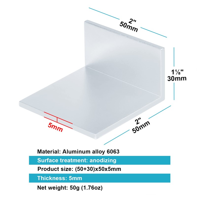 OTTFF 10 Pack Aluminum L Shaped Angle Bracket, 2" x
