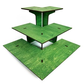 3-Tier Corner Retail Table Display Stand with Shelves for Products | 3 Step Corner Display Rack for Counter Top, Craft Shows, Farmers Market, Trade Shows, Pop ups, Soap Display, Candles, Tumblers (Green)