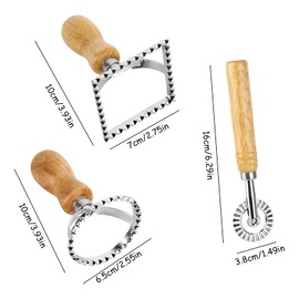 Ravioli Stamp Maker Cutter - Ravioli Cutters with Wooden Handle Pasta Cutter Wheel Ravioli Cutters Mold Pasta Cutter Set for Making Ravioli Home Kitchen DIY