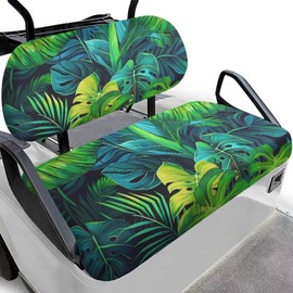 Knextrepoy Tropical Leaves Golf Cart Seat Covers Universal Club Car Seat Covers for 2 Person Seats Soft and Comfortable Golf Cart Seat Towel Protect Your Golf Car Seat for All Weather