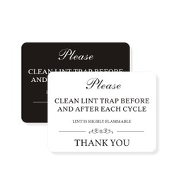 Airbnb Signs,Magnetic Please Clean Lint Trap Sign,Airbnb Essentials for Hosts,Laundry Room Sign for Guests (2 Packs Black+White,3.5 * 4.75inch)