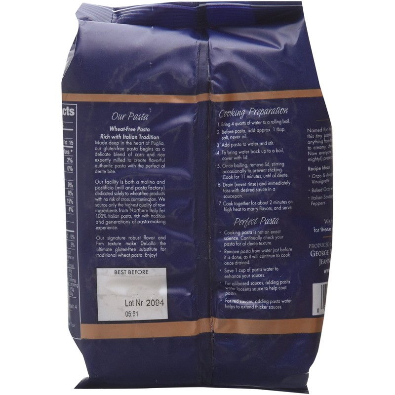 DeLallo - Gluten-Free Italian Orzo, 12 oz. (Pack of 4)