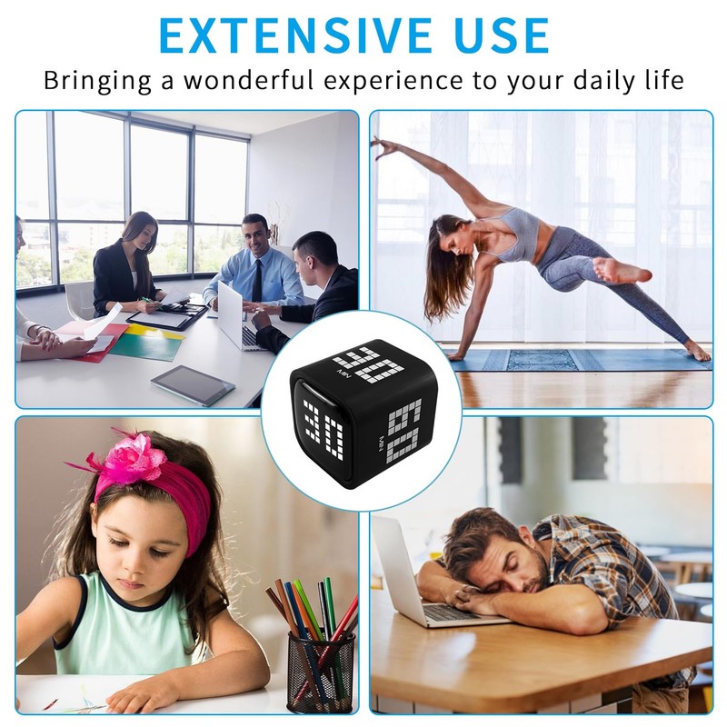 Qumox Digital Cube Timer, Rechargeable Flip Timer with Gravity Sensor