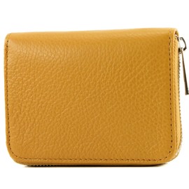 modamoda de - P04 Italian Women's Wallet Real Leather Short, mustard yellow