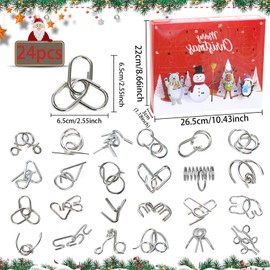Advent Calendar 2024, Advent Calendar Puzzle, 24 Pieces Advent Calendar Children, Christmas Metal Puzzle Games, Countdown Calendar, Skill Game, Puzzle Advent Calendar for Children Adults