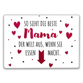 Beste Mama der Welt Glass Chopping Board "So sieht sie aus wenn sie aus Essen macht ein liebevolles Küchenbrett zum Muttertag Herzchen