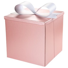 BIOBROWN Medium Birthday Gift Box with Lids, Bow and Tissue Paper, 9x9x9 Inches Collapsible Gift Box for Presents, Baby Shower, Party - Pink