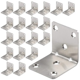 AYSUM Corner Bracket, 20 Pack Heavy Duty Iron Angle Brace, 40 x 40mm L-Shaped Brackets, Bracket Fastener, Metal Steel Brackets for Wood, Fixing Furniture Fastener Hardware, Silver