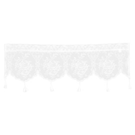 Gadpiparty White Lace Valances for Windows Lace Floral Embroidered Semi Sheer Curtain for Kitchen Cafe