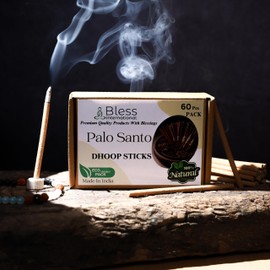 Bless-International Palo-Santo-100%-Natural-Incense-Bambooless-Dhoop-Sticks Handmade-Organic-Chemicals-Free for-Purification-Relaxation-Positivity-Yoga-Meditation The-Best-scents-4.5-Inches-60-Count