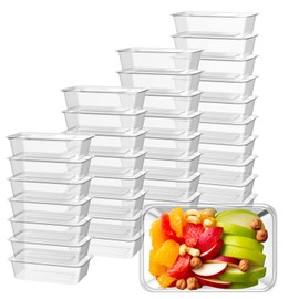Sawysine 100 Pcs Plastic Meal Prep Containers Food Storage Containers Reusable Lunch Bowls with Lid Stackable Disposable Lunch Boxes 1 Compartment Bento Box(Clear,22 oz)