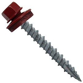 Metal ROOFING SCREWS: (250) 10 x 1-1/2" Colonial Red Hex Head Sheet Metal Roof Screw. Self starting metal to wood siding screws. EPDM washer. Colored head