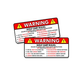 Kramer sticker's shop Golf Cart Rules Warning Safety Instructions 2 Pack 5 inch Sticker for Car Vinyl Decal Window Truck Window Car Bumper Sticker Laptop Decal Motorcycle Helmet