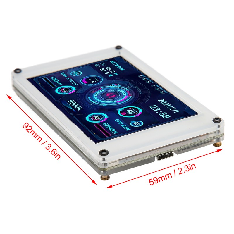 Computer Temp Monitor 3.5 Inch IPS Dimmable Theme Editor Auto