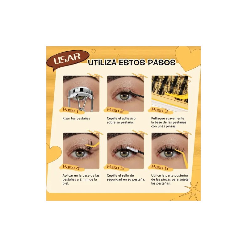 Kit De Extensiones De Pestañas Efecto Manga Quewel Lash Kit