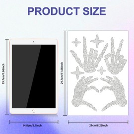 ANATTASOUL Iron On Rhinestone Transfer Sticker Crystal Iron-On Sticker Skeleton Hand Gesture Hotfix Bling Rhinestone Patch For Clothes Hat Carry Bag DIY Crafts Gifts Festival
