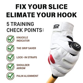 XEIRPRO Golf Grip Trainer Glove - Golf Grip Training Aid Made for Fixing Slice & Elimating Hook - Optimal Grip with 100% AAA Synthetic Tacky Leather Golf Gloves (Women's X-Small)