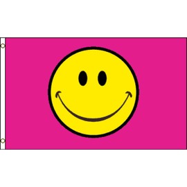 Happy Face (Pink) Flag 3x5ft Poly