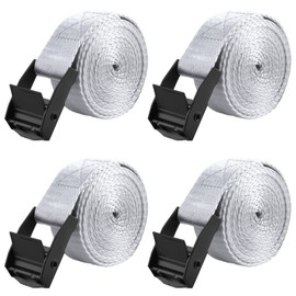 Azarxis Lashing Straps Ratchet Tie Down Secure Cinch Strap Adjustable Cam Buckles Belts Heavy Duty up to 441 lbs Capacity for Motorcycle Cargo Kayak Boat Canoe Truck Trailer (Gray - 4 Pack,9.8 ft)