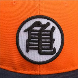 Gorra Plana Goku Naranja y Azul Marino con Logo Estampado
