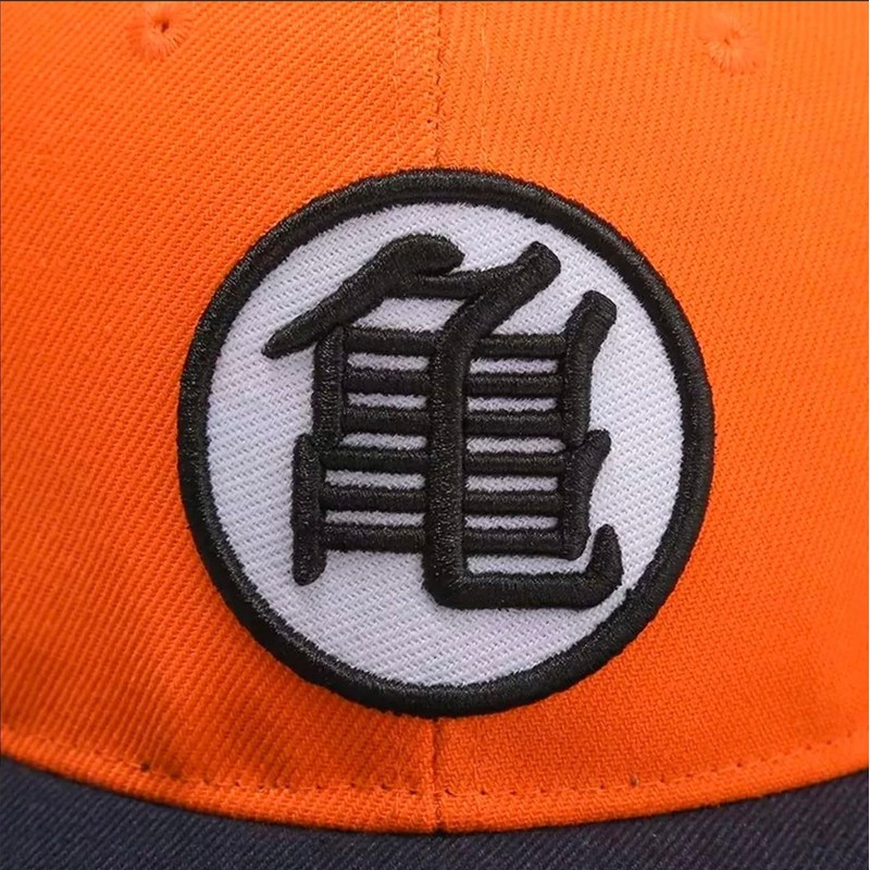 Gorra Plana Goku Naranja y Azul Marino con Logo Estampado
