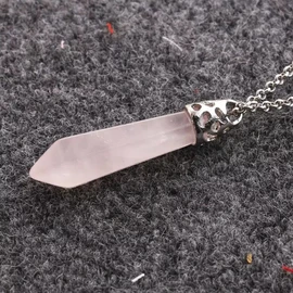 RICHARD-911 Collar Cadena Péndulo Cuarzo Rosa Acero Inoxidable Joyería Hombre Mujer Regalo Pareja