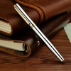 BEILUNER Silver Chrome Fountain Pen,Stunning Luxury Pen,24K Gilded Nib(Medium)