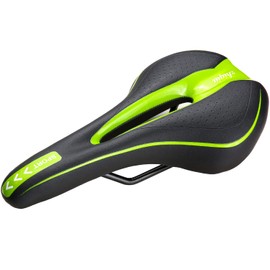 ZHIQIU Bicycle Soft Saddle Bike Color Seat Cushion Saddle Ergonomic Fit for Road Bike Mountain Bike (MTB) and Solid Gear Bike (Black/Green Hollow)