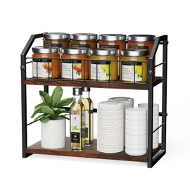 PAPAGIFTREE Kitchen Counter Organizer, 2-Tier Kitchen Countertop Organizer with Guard Rails, Durable Spice Rack & Coffee Station Organizer for Countertop, Spice Oganizer for Home Organization