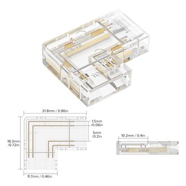 BTF-LIGHTING FCOB COB RGB 10mm Transparent Gapless L-Shaped Connector kit 4pc L-Shaped 4pin 10mm Clear Connector Suitable for Solderless and Terminal Extension Connections