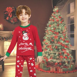 Little Hand Boys Girls Christmas Pyjamas Set Snowman Pjs Long Sleeve Sleepwear Kids Unisex Xmas Nightwear Age 1-2 Years