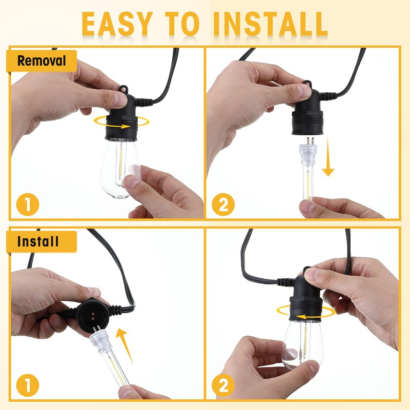 Meonum 14-Pack S14 Bulbs for Outdoor String Lights, 1.7W Dimmable
