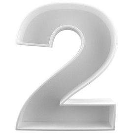 Number 2 Reusable Plastic Letter Charcuterie Board Box, Letter Food Trays 8” (White, 2)