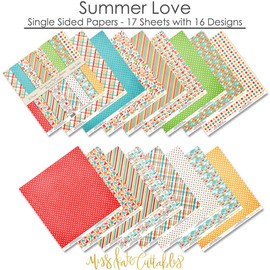 Pattern Paper Pack - Summer Love - Scrapbook Premium Specialty Paper Single-Sided 12"x12" Collection Includes 16 Sheets - by Miss Kate Cuttables