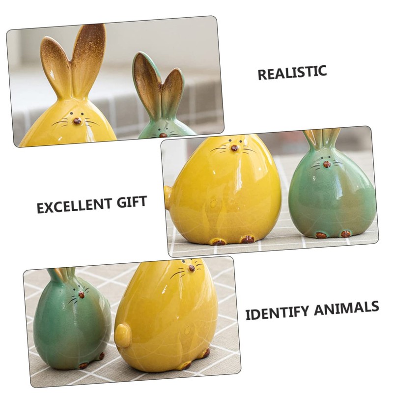 Zerodeko 2pcs Ceramic Ear Figurines for Home Office Decoration Cute